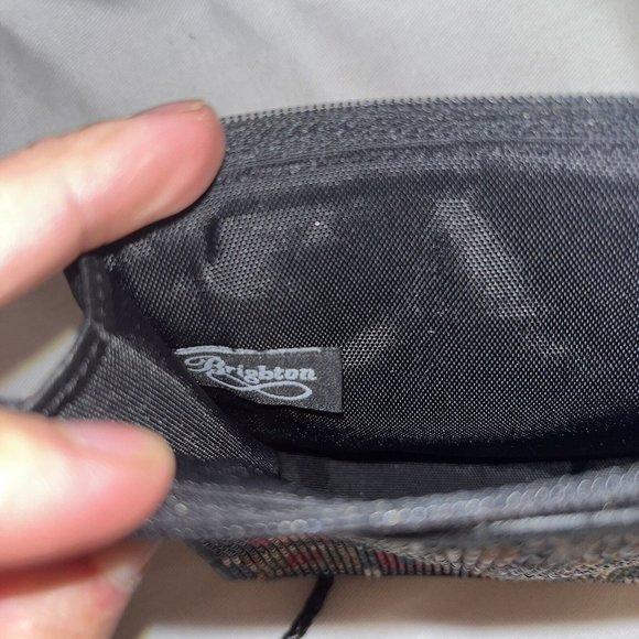 Brighton Geometric Beaded Bag Black Leather Braided Shoulder Strap Approx 5x5” - Picture 12 of 12